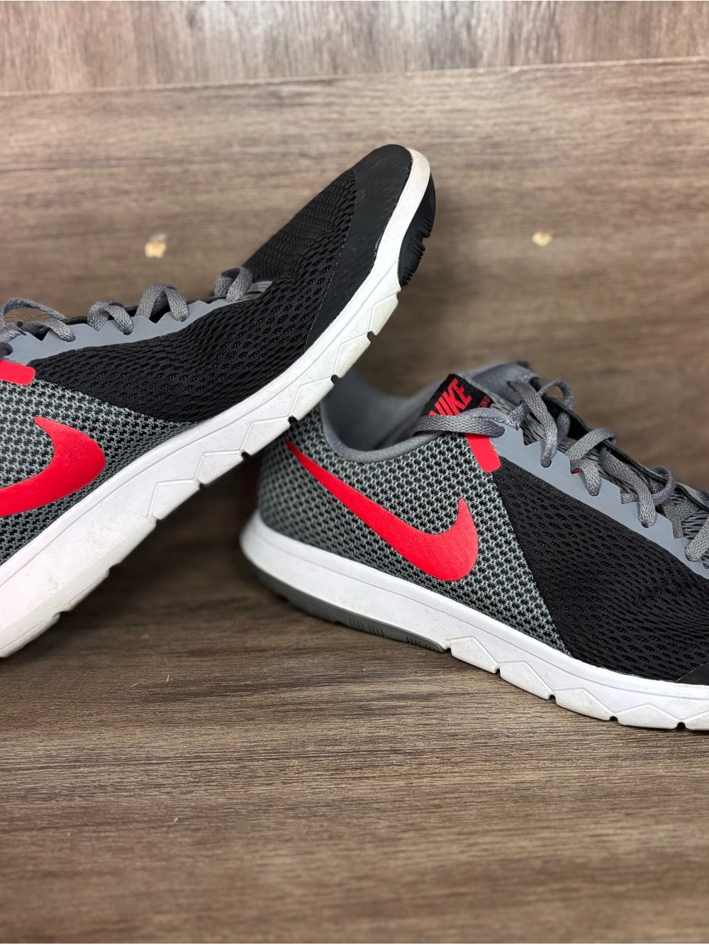 Nike Black & Gray Running Shoes with Red Swoosh